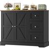 HOCSOK Credenza Cucina, Mobiletto con 3 cassetti e Ripiani, Multiuso Mobile Cucina Salvaspazio, Armadio di Stoccaggio Legno per Cucina, Soggiorno, Sala da Pranzo, Nero e Marrone, 40x105x81cm