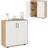 KOMFOTTEU Credenza Cucina con 2 Ante, Mobile Buffet con Ripiano Regolabile, Armadio Dispensa in Legno Antiribaltamento, per Sala da Pranzo, Soggiorno, Ingresso, 80 x 31,5 x 82 cm (Naturale)