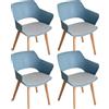 HJhomeheart Set di 4 Sedie da Pranzo, Gambe in Legno Massello, Sedie da Ufficio con braccioli, Sedie in Tessuto, Colore Morandi opaco
