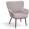 PAZZO DESIGN Poltrona Titti, Set Da 1, Rosa, Tessuto, Relax, Design, Lettura, Gambe Metallo Nere - id_2047