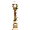 Aurora Store Lampione Natalizio in Legno h. 61 cm Bianco innevato con Luci LED Base 12x12cm Alimentazione a Batteria Decorazione Natalizia Babbo Natale