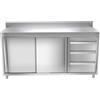 Ristoattrezzature - Tavolo in acciaio inox armadiato 200x70x85h cm - 2 porte scorrevoli e 3 cassetti dx - Ideale per uso professionale