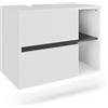 Vicco Mobiletto per lavabo Viola, Bianco/Grigio, 80 x 60 cm con 2 cassetti, con intaglio per sifone per installazione sospesa a parete