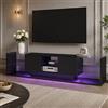 BLSYHDH Mobile LED da 200 cm, tv panca moderna in legno con 2 cassetti, armadio basso per soggiorno, nero (35 x 200 x 45 cm