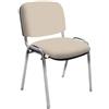IDEALSEDIE DI GALIZIA MICHELE IDEALSEDIE - Sedia Scrivania Senza Rotelle con Telaio Cromato, Sedia Ufficio Senza Ruote Comoda, Impilabile, Sedie per Sala d'Attesa, Sala Riunioni, Conferenze (Finta Pelle, Beige)