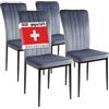 Albatros Sedie da pranzo Modena, set da 4, grigio, testate SGS