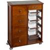 Liberoshopping Carrello cucina cassettiera OTELIA in legno di faggio con 4 cassetti, 4 cesti portafrutta in acciaio, ruote piroettanti e piano con mattonelle in ceramica - Made in Italy (Ciliegio)