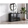 3E 3xE living.com Cassettiera con 6 cassetti 138 cm, Colore: Nero opaco/Nero lucido, L: 138 cm, P: 39 cm, A: 79 cm