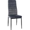 CLP Sedia da pranzo Mayfair I Sedia da cucina con struttura a quattro gambe, Colore:grigio, Materiale:Velluto