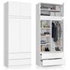 Home Collective Armadio bianco, armadio con 2 ante e 2 cassetti, larghezza 90 cm con estensione a 234 cm, armadio, camera da letto, soggiorno