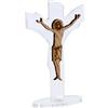 SHALOM - Crocifisso in plexiglass con Base E Corpo in Legno. Altezza 13 Cm