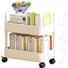 Generic Carrello portatile per libri in PP resistente a 2 livelli, pratica libreria con ruota girevole a 360 gradi, organizzatore multifunzione portatile per camera da letto e soggiorno