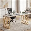 Lailang 160cm Scrivania Per Pc E Stampante, Tavolo Ufficio Riunioni, Mobili Ufficio Moderni, Scrivania Gaming Bianca, Arredamento Casa, Tavolo Legno, 160 x 80 x 75 cm, Oro