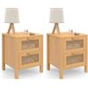 IDMarket - Set di 2 comodini a 2 cassetti EDHEN in Vimini e Legno