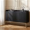 Julyue Credenza moderna con 4 ante e ripiani regolabili, armadietto a buffet, mobile multiuso per cucina, sala da pranzo e soggiorno (nero)
