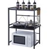 ZZINOKE Mensola Microonde Estensibile 3 Ripiani, Scaffale Salvaspazio Contatore Cucina Organizzatore, Mensola Cucina con 6 Ganci con Piedini in Gomma Antiscivolo, 40-60 x 35 x 79 cm,Nero