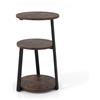 LIFEZEAL Tavolino Laterale da Divano, Tavolino Basso da Salotto, Tavolino Rotondo a 3 Ripiani, Tavolino da Caffè, in Legno+Metallo, Decorativo, Portaoggetti, Piccolo, Moderno, 38x40,5x62cm, Marrone
