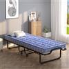GYMAX Brandina Pieghevole con Materasso 10 cm, 200 x 80 x 40cm, Carico 130 kg, Materasso Memory, a 15 Doghe, Made in Italy (BLU)