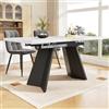 Huayz Tavolo da pranzo telescopico in stile moderno, tavolo rettangolare allungabile da 99 cm a 159 cm, gambe in acciaio al carbonio extra resistenti, 99 x 74 cm (bianco e nero, 1)