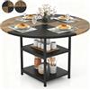 LIFEZEAL Tavolo da Pranzo Rotondo, Tavolo Cucina, Salvaspazio, Dining Table, a 4 Posti, con 2 Ripiani, Ø119x76,5cm, Piano Ampio e Flessibile, per Sala, Soggiorno, Ristorante, Max 141kg, Industriale