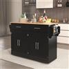 Oxtao Kitchen Island - Isola da cucina, 120 x 71 x 91,5 cm, con piano di lavoro pieghevole, con ruote e gambe in legno intercambiabili, per cucina e sala da pranzo (nero)