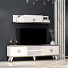 HOMIDEA SOPHIA Set Soggiorno - Parete Attrezzata - Mobile TV Porta con 2 Armadietti per Salotto con mensola da muro in Moderno Design (Bianco)