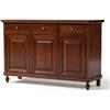Mar.c.a. Design - Credenza Arte Povera con 3 Ante e 3 Cassetti - Madia Legno 150x43x98 cm con Piedini Made in Italy