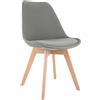 CLP Sedia da Pranzo Linares Plastic I Tessuto I Velluto I Corda I Aspetto Pelle I Poltrona con Struttura in Legno, Colore:Grigio Chiaro, Materiale:Stoffa