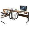 COSTWAY Scrivania Angolare 170 CM, Scrivania per Computer ad Angolo Moderna con Piano Inclinabile, Scaffale Inferiore e Supporto per CPU, Scrivania a Forma di L per Ufficio e Studio (Marrone)