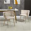 Goeria Set di 2 sedie per sala da pranzo in velluto con gambe in metallo dorato, design elegante tessuto a mano e cuscini morbidi, per sala da pranzo, soggiorno e camera da letto