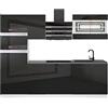 B BELINI GROUP Belini Tracy - Cucina attrezzata completa, 240 cm, con piano di lavoro, colore: Nero molto lucido