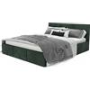 Muralo Letto Imbottito con Contenitore 120x200 cm - Verde bottiglia | Letto matrimoniale o singolo con rete a doghe e vano contenitore, rivestimento in velluto resistente, testiera trapuntata,