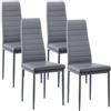 buybyroom Sedie Sala da Pranzo, Sedie da Cucina 4 Pezzi Soggiorno Moderne, Gambe in Metallo, Arredo per Tavolo da Pranzo, Cucina, Ristorante e Ufficio, Grigio