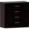 Vida Designs Home Discount Nero cassettiera, 4 cassetti con Maniglie in Metallo e corridori, Sistema Unico con Guide, Riano mobili per Camera da Letto