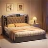 YGHQAP Letto Contenitore Matrimoniale 140x200 cm, Letto Baule con LED e Ricarica wireless, Letto imbottito con Contenitore e Testiera, Rete a Doghe in Legno, velluto, Senza Materasso (Grigio B, 140x200)