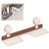 LZTET Mensola Da Bagno Con Ventosa In Noce,Organizer Per Lavello Parete,Rimovibile E Impermeabile,Senza Foratura,Portaoggetti Legno Rubinetti,Per Accessori Cucina Bagno(40cm,White)