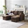 SUKY Divano angolare multifunzionale a forma di U a 3 posti con funzione di stoccaggio, con cassetti e sgabello con vano portaoggetti con funzione sleep, rivestimento in ciniglia, 188 x 82 x 86 cm
