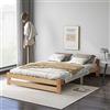 Merax Letto in legno massiccio futon, in legno massello naturale, con testiera e rete a doghe, colore naturale (200 x 140 cm)