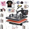CREWORKS 8 IN1 Pressa a Caldo 38 X 38CM Pressa di Calore 1400W Termopressa Macchina per Sublimazione Digitale Rotazione a 360 Gradi Pressa a Caldo per Magliette Cappellini T-Shirt Tazze Piatti