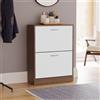 Vida Designs Scarpiera con 2 cassetti, scarpiera, organizer per riporre le scarpe, mobile da ingresso in legno a scomparsa, noce e bianco
