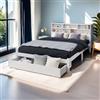 Autheria Letto Matrimoniale con Contenitore in Legno Massiccio 140x200 cm - Cassetti, Vano Portaoggetti, Testiera, Rete a Doghe - Struttura Una Piazza e Mezza