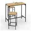 IDMarket - Tavolo alto da bar DETROIT e 2 sgabelli di design industriale