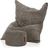 Green Bean© Bean Bag XXL Giant con Pouf Abbinato | Pouf Washable Anthracite