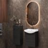 Planetmöbel Set di mobili da bagno lavabo con mobiletto 45 x 60 x 33 cm, specchio con illuminazione 50 x 90 cm e armadio midi per WC ospiti, antracite