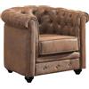 Vente-unique - Poltrona CHESTERFIELD in microfibra aspetto cuoio invecchiato