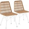 HOMN LIVING Confezione da 2 sedie da pranzo o da esterno Aitana Bianco, in rattan sintetico, 47,5 cm (larghezza) 61 cm (profondità) 85 cm (altezza)