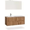 AQA DESIGN mobile bagno composizione lavandino bagno, mobile bagno con lavabo, base sospesa con frontali in MDF cannettato, nr2 cassetti con scorrimento - Rovere miele - 121x46,5x190 cm
