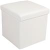Home Tresor - Pouf Contenitore, Cubo Contenitore Poggiapiedi, Sgabello Quadrato Pieghevole Basso, Scatola Porta Giochi Bambini, Cassa cm. 30x30x30 (White)