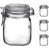 BuyStar Contenitore Vaso, Tappo Ermetico, Vetro, Trasparente, 4 PEZZI (1 LITRO)