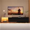 ZHDOKA Mobile TV moderno con 3 cassetti, 163/240 x 38 x 44 cm, armadio per TV con LED a induzione, mobile TV basso con spazio aperto, mobile TV estensibile per soggiorno o camera da letto, nero